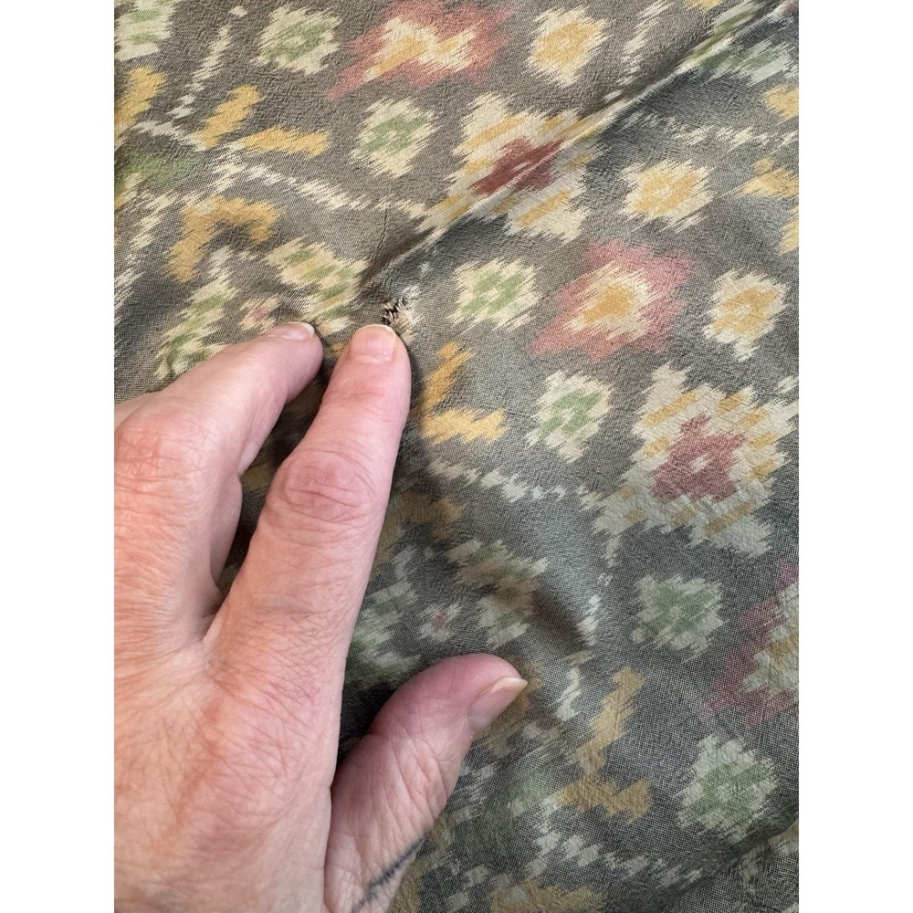 VTG Handwoven Silk SCARF Ikat Silk/Blend Indian Patola Zari Boho Hippie 46x46" - Picture 8 of 14
